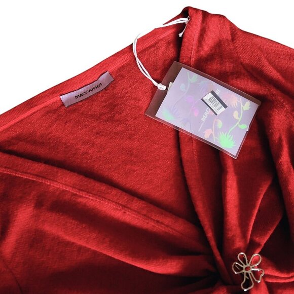 NWT MACCAPANI The Angela Twist Detail Long Sleeve Y2K 90's Crop Top in Red Sz. L - Picture 8 of 8